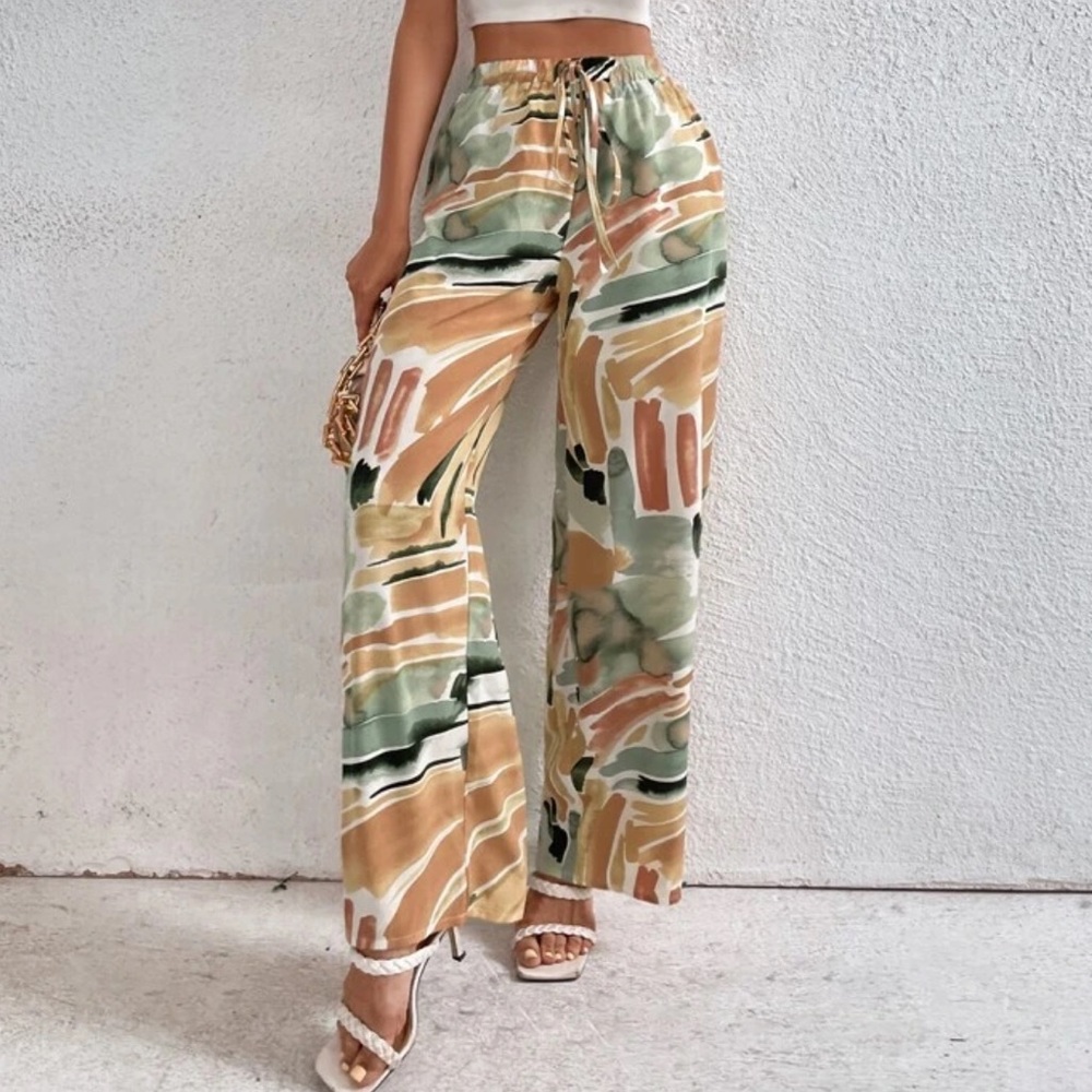 SHEIN Graphic Print Front Tie Pants 🎨